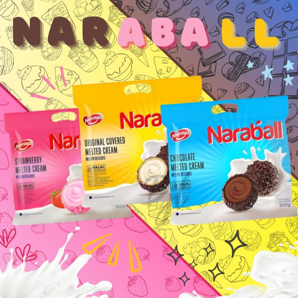 

Naraya Naraball Wafer Bola filling cream rasa Strawberry Original Cokelat 300g 1 Pak