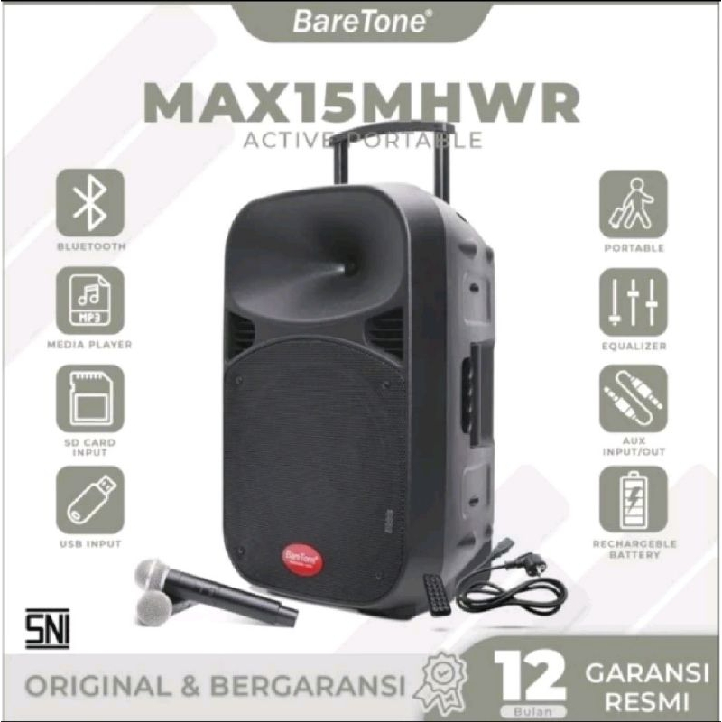 0Speaker aktif portable baretone 15 inch 15mhwr wireless 15 mhwr