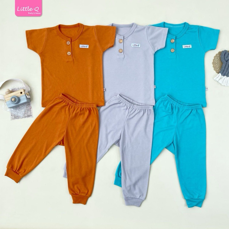 Setelan Baju Pendek + Celana Panjang Bayi Laki Laki 3 pcs Little Queen