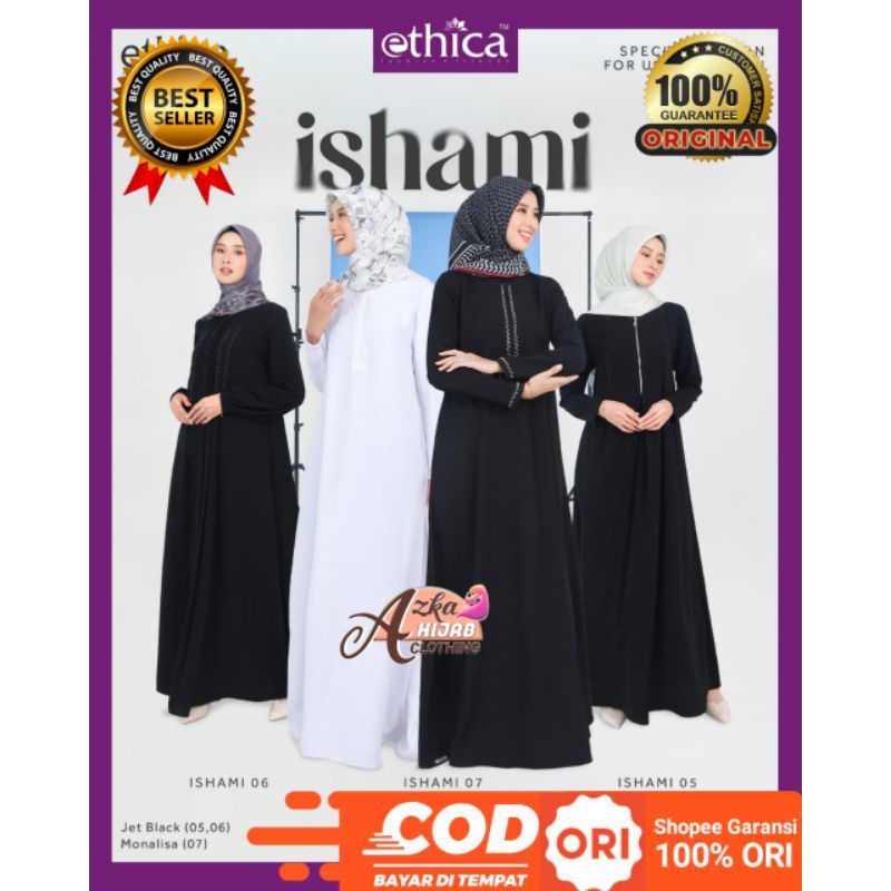 GAMIS ETHICA ISHAMI 05 ORIGINAL / BAJU GAMIS ETHICA TERBARU 2025 / GAMIS HITAM KEKINIAN / GAMIS HITA