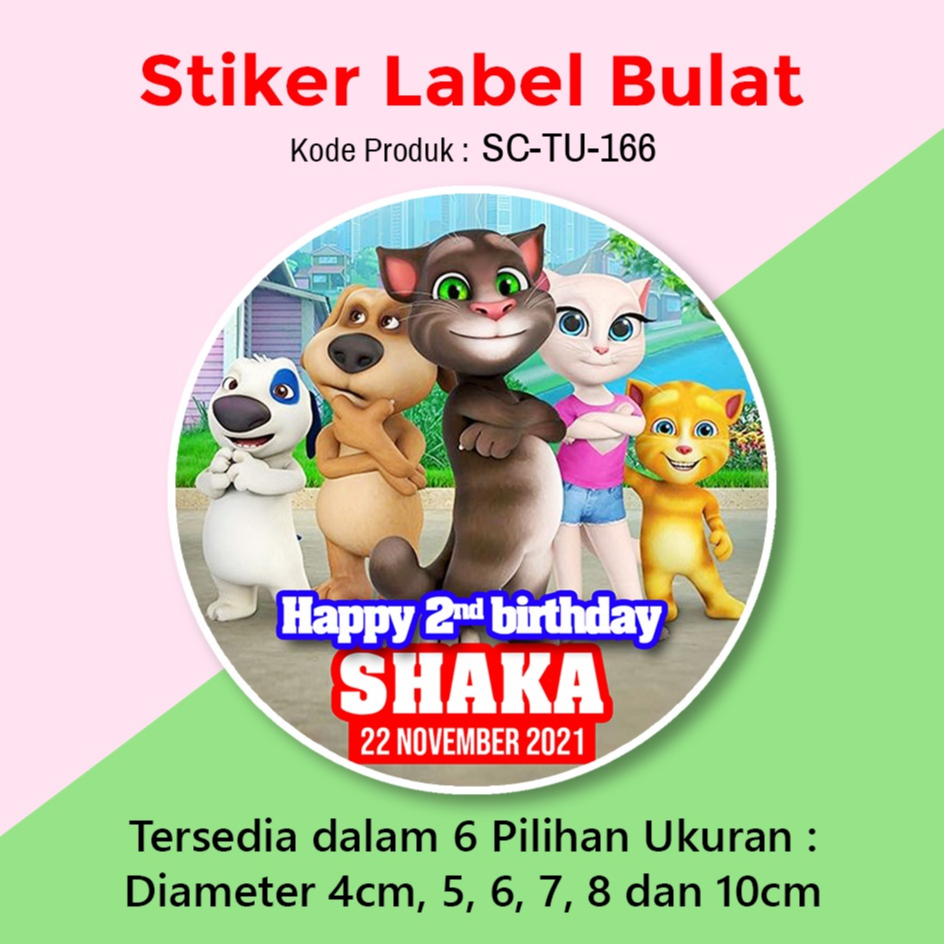 STIKER LABEL ULANG TAHUN ANAK TUMPENG MINI BOX SOUVENIR TALKING TOM