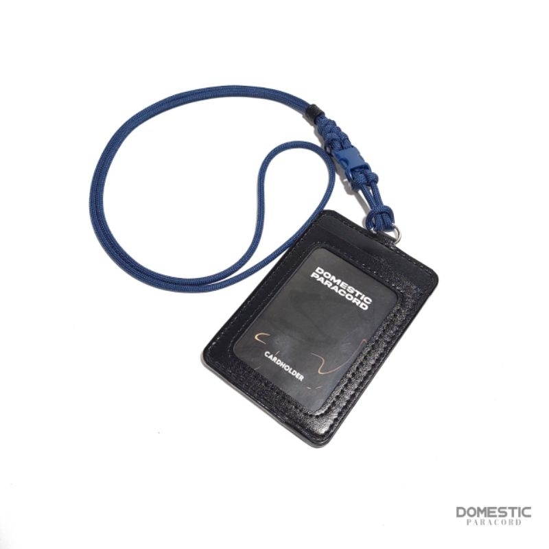 

Navy - Lanyard Id card holder 2 slot tali paracord 4mm gantungan id universal name tag KTA