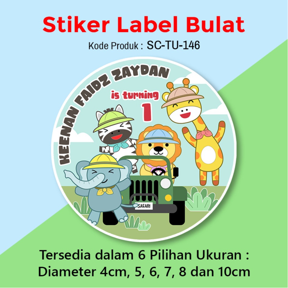 

STIKER LABEL ULANG TAHUN ANAK TUMPENG MINI SOUVENIR SAFARI ANIMAL HEWAN