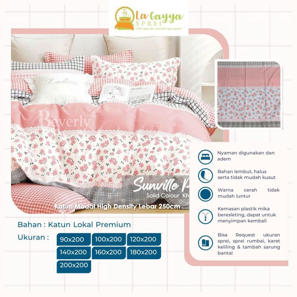 La Gayya Sprei Katun Lokal Premium Tinggi 40 SUNVILLE 160x200x35 180x200x35 CVC Esra Star Beverly TM
