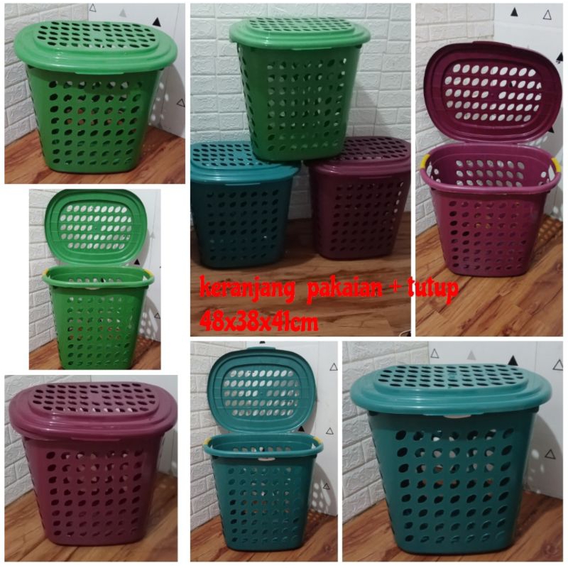 Keranjang Baju / Keranjang Laundry Dengan Tutup Plastik