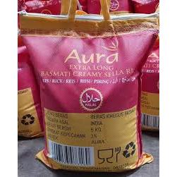 

Beras Basmati AURA Extra Long Creamy sella basmati rice 1 KG Repacking