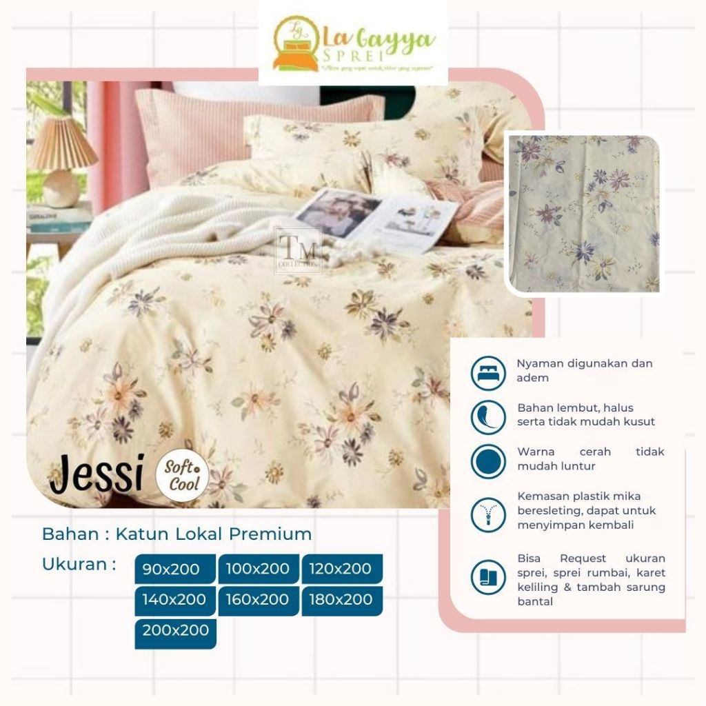 La Gayya Sprei Set Sarung Bantal dan Guling Katun Lokal Premium 140x200x30 90x200x30 | Sprei Tinggi 