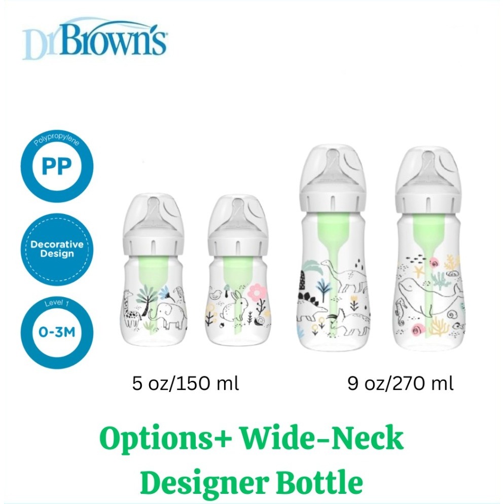 Dr Browns Options+ Wide Neck Designer PP Bottle150 ml / 270 ml / Botol Susu Dr Browns