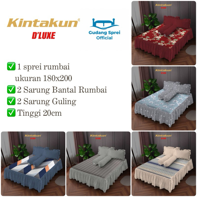 Sprei Kintakun 180x200 Rumbai Deluxe/Dluxe/D'luxe Kintakun Sprei Aestetic/Sprei King Size
