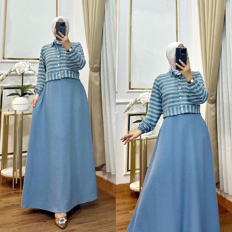 gamis rompi knit waffle import