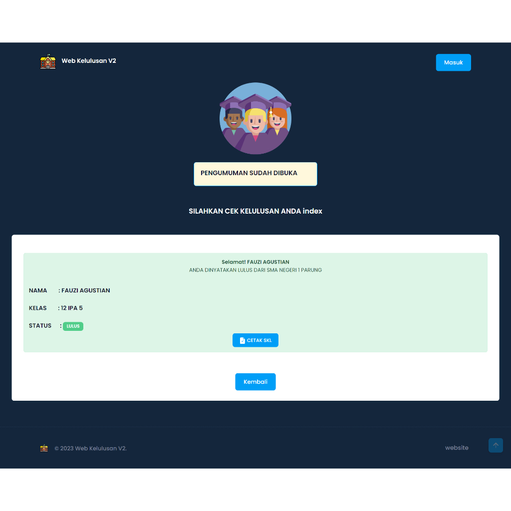 Website Cek Kelulusan Siswa Berbasis Laravel