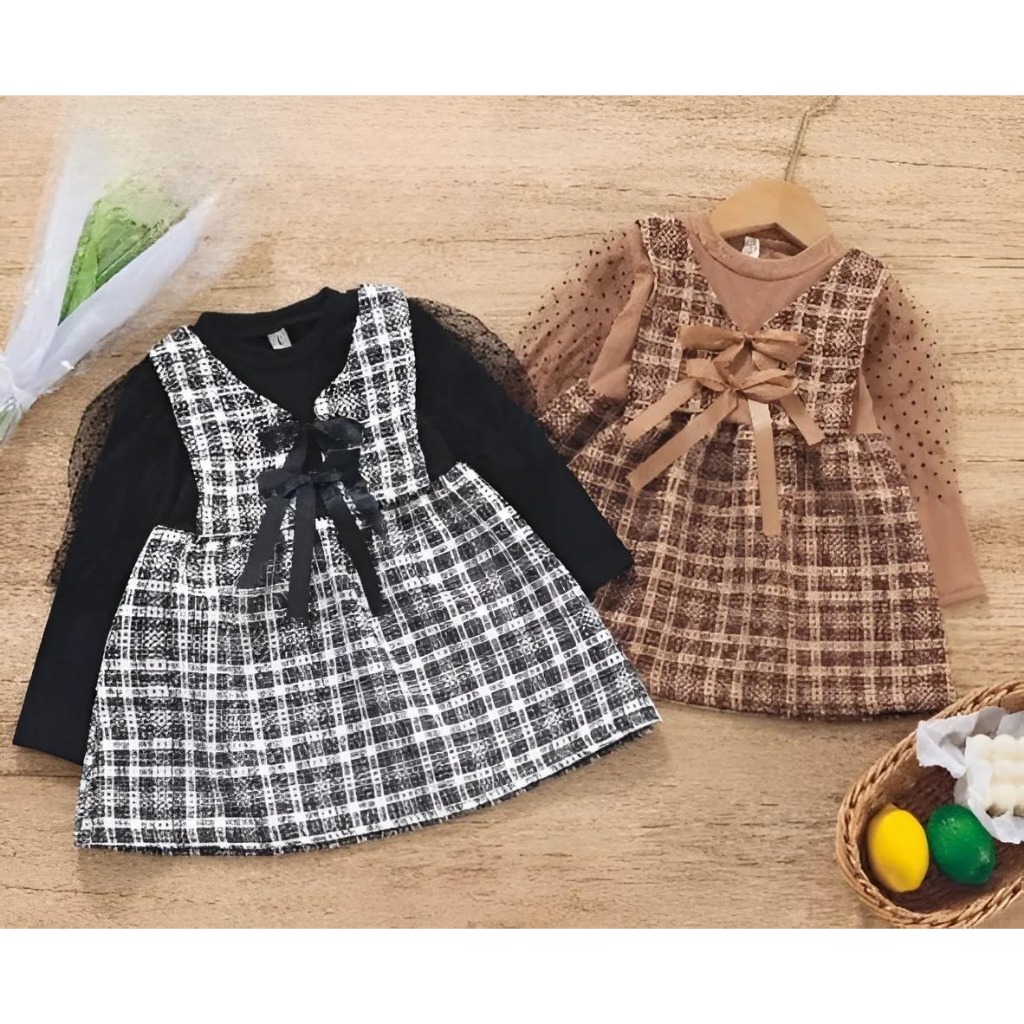 Dress Premium Anak Perempuan Usia 1-4 Tahun | Pakaian Import Anak Cewek Model Dress 2in1 Baju Kaos D