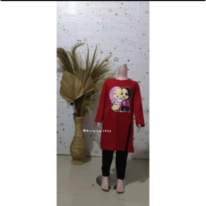 SETELAN LONG TUNIK ANAK PEREMPUAN LUCU |  ATASAN TUNIK ANAK | ATASAN TUNIK DEWASA