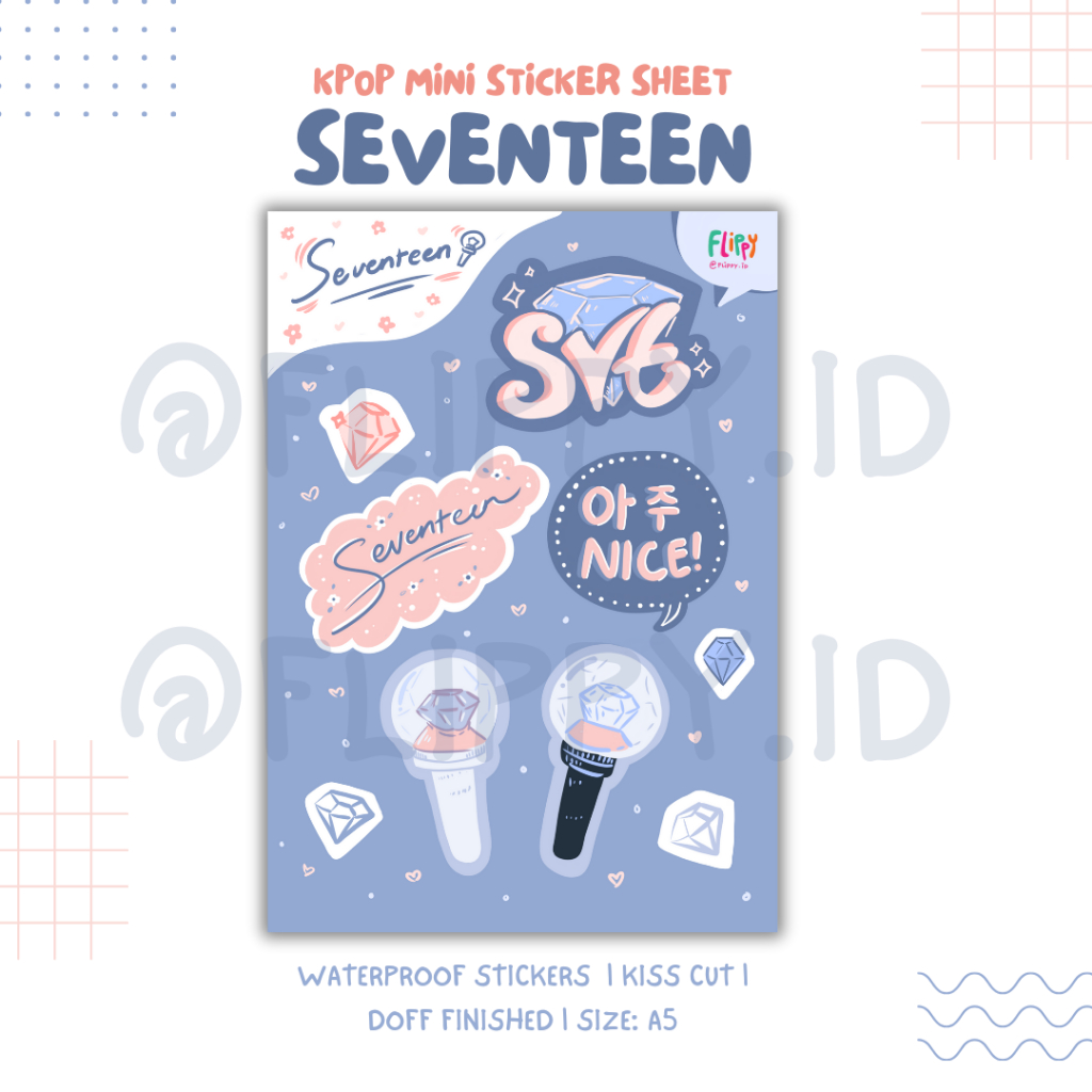 

Seventeen Kpop - Mini Sticker Sheet Kiss Cut Doff Waterproof by Flippy