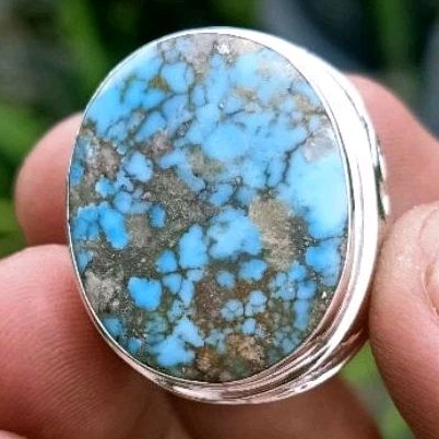 Cincin Batu Pirus Persia Natural Turquoise Blue Fancy Origin Iranian