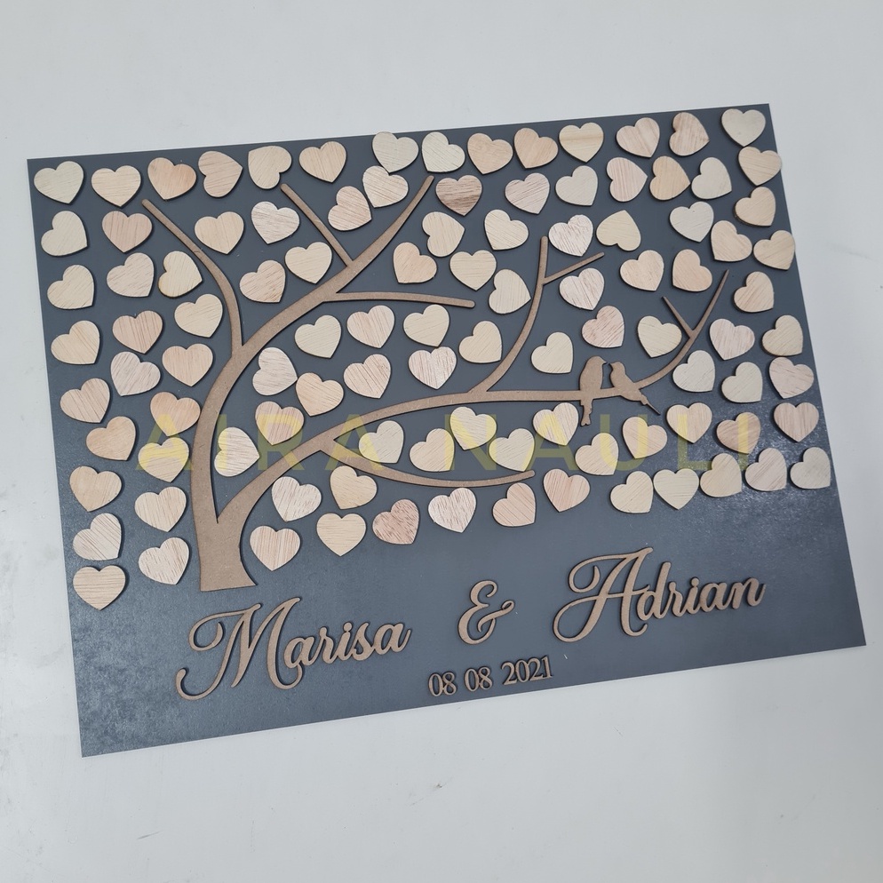 

Custom Guestbook Wedding 3x4cm Love Heart Kayu Buku Tamu Undangan Pernikahan Motif Hati ART C6C7