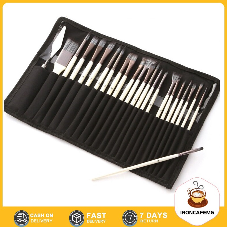 

24Pcs Kuas Lukis Set Artist Paint Brushes Set Untuk Artist Acrylic Painting Watercolor Oil ART X5W5