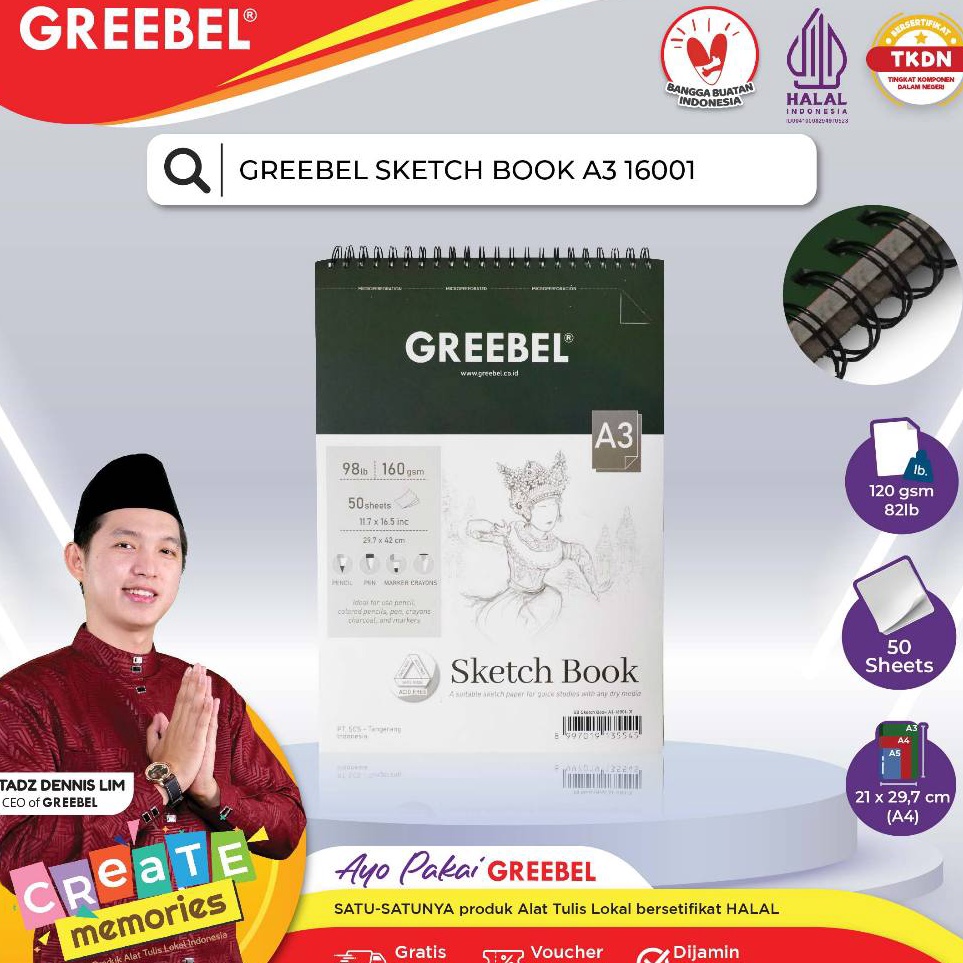 

GREEBEL SKETCHBOOK A3 161 Buku Gambar Sketsa Drawing Book ART Z5F3