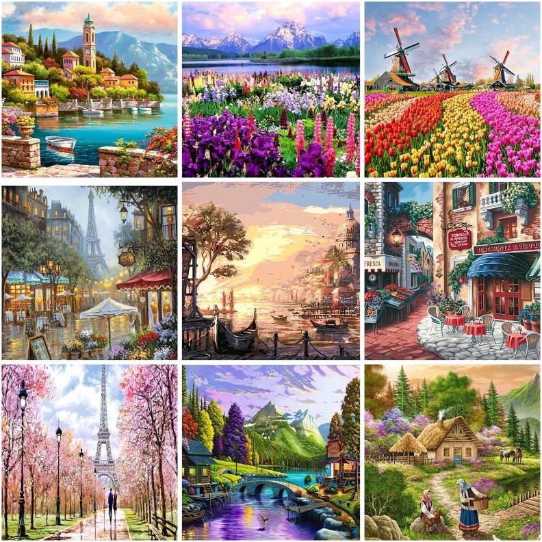 

Canvas Paint By Number Kit Digital Oil Painting DIY Paint By Number ART K6Y8