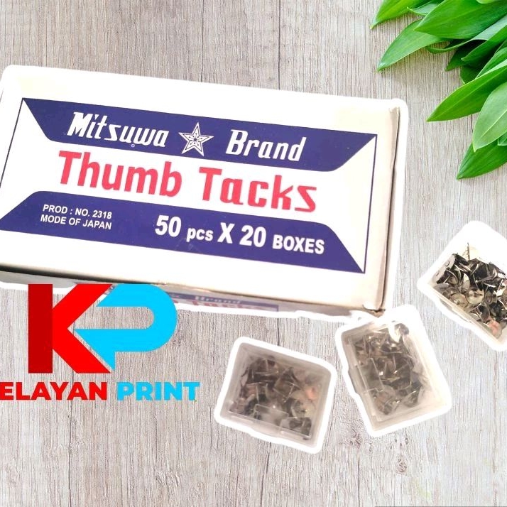 

(1 Kotak) PAKU PAYUNG/ PAKU PICIK/ THUMB TACK MITSUWA PUTIH ISI 50PCS