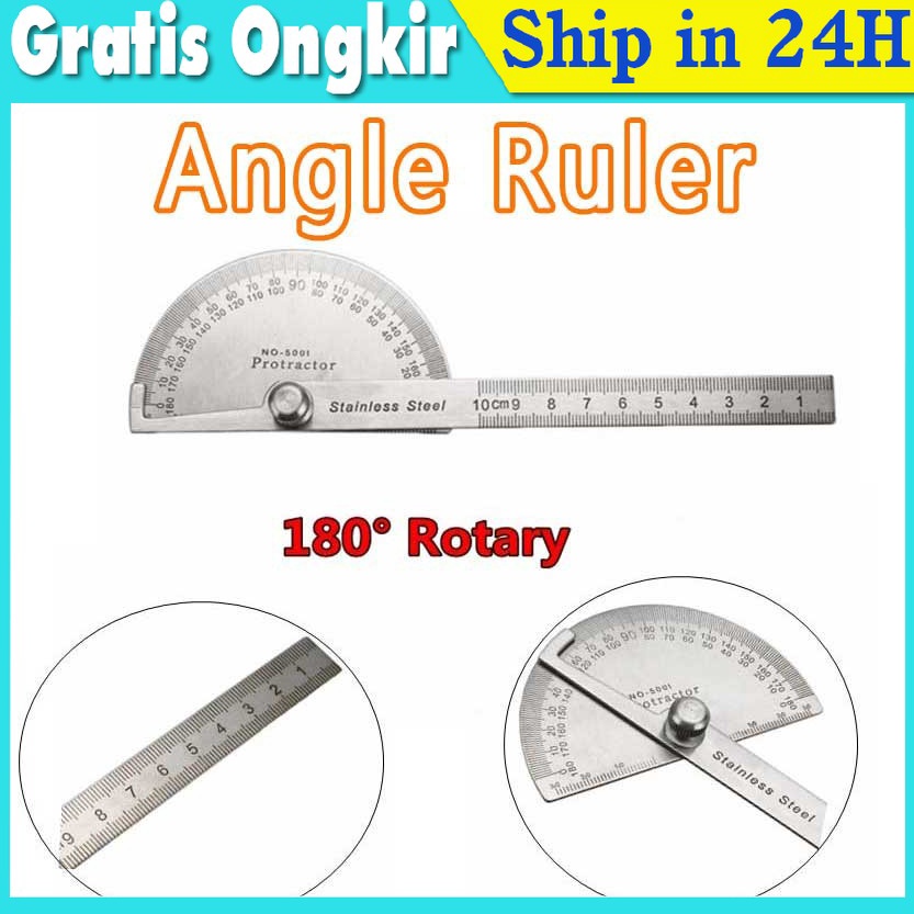 

Stainless Degree protractor busur derajat pengukur sudut penggaris busur Alat Ukur Sudut ART C5N2