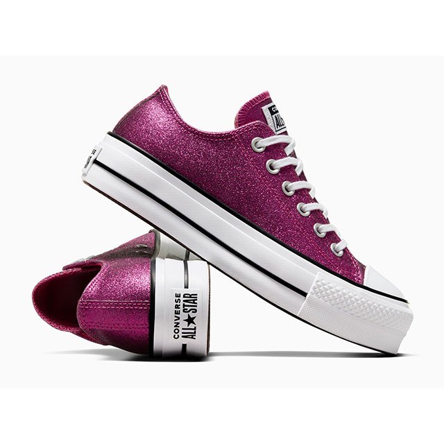 Sepatu CONVERSE Chuck Taylor All Star Lift Platform Sparkle Women A05438C Legend Berry Original *BES