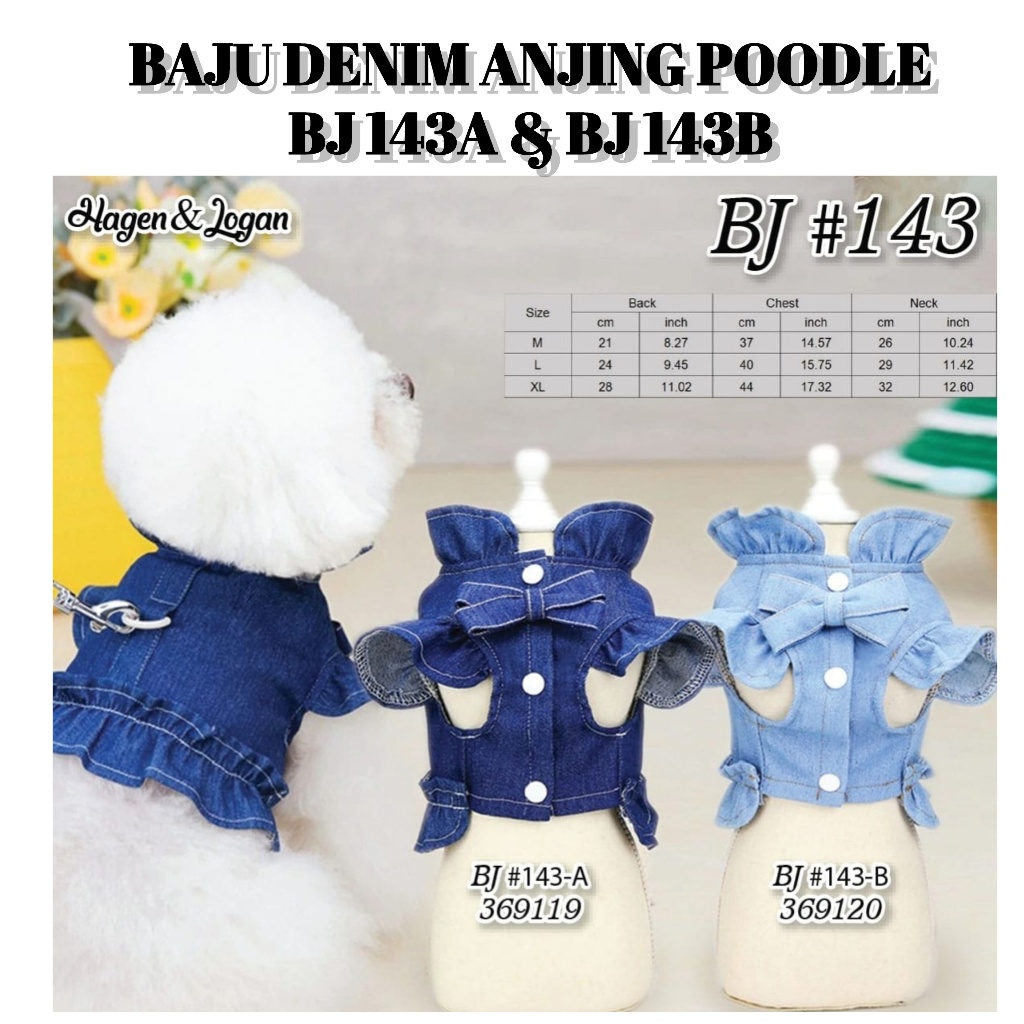 Baju Anjing Poodle Mini Kecil Kucing Denim 143 Kostum Kaos Hewan Lucu