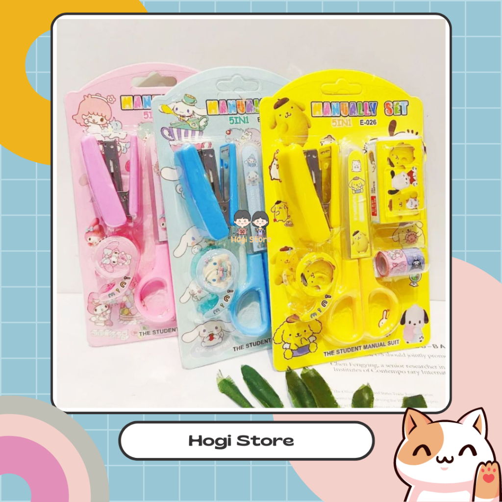 

Set Gunting 5 In 1 Stationery Stapler Pemotong Selotip Sanrio Sekolah Kantor Kawaii Lucu