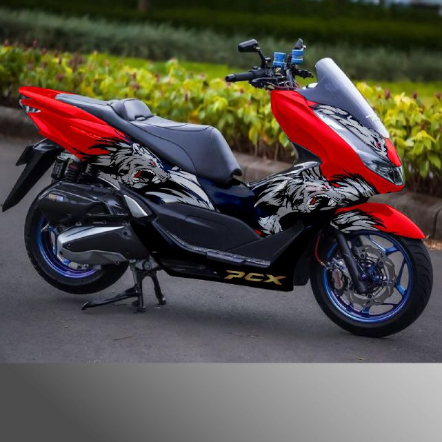Decal stiker motor honda pcx 150/160 cc full body striping sticker motif design Tiger