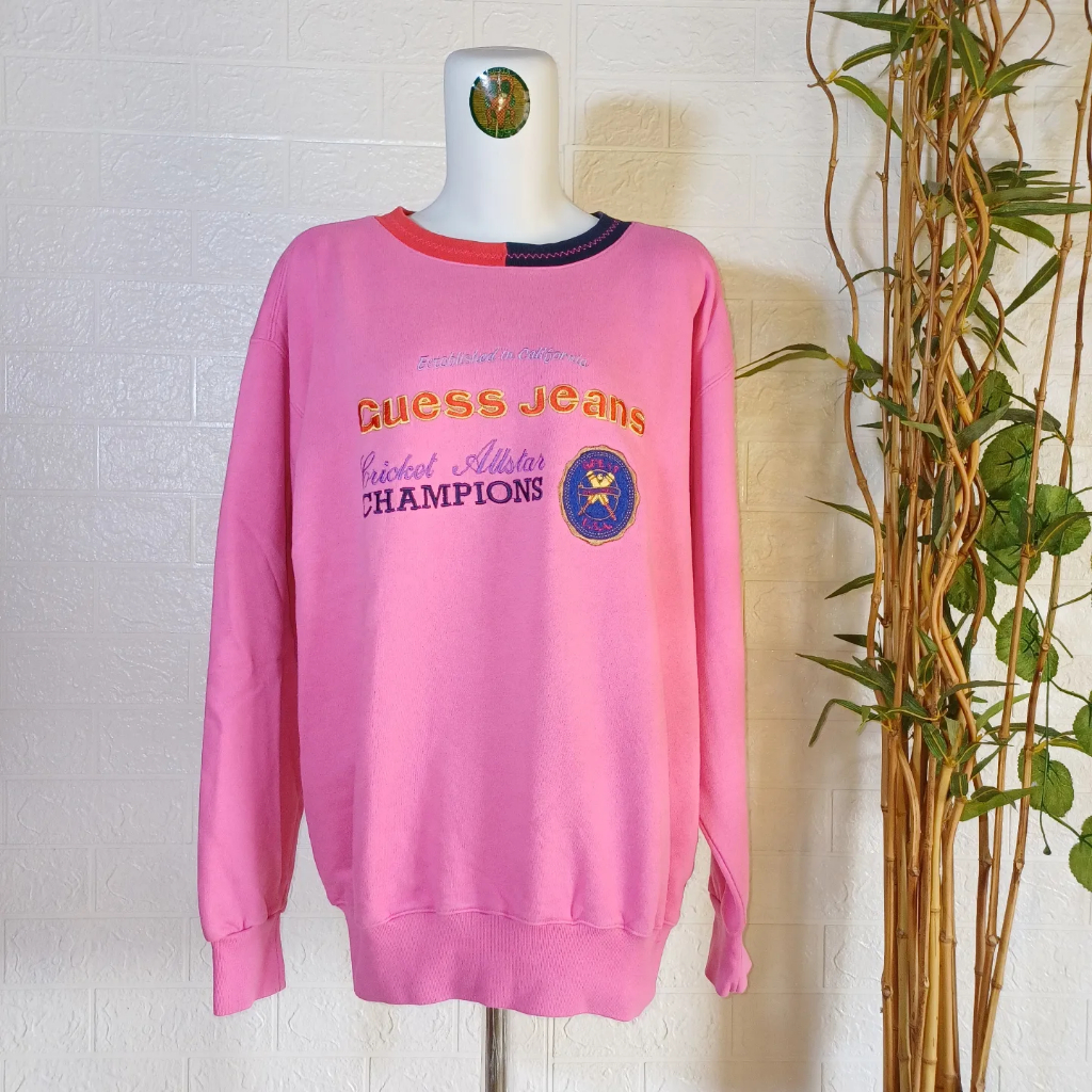 CREWNECK VTG GUESS, SIZE M (SECOND BRANDED) PINK, CN0043