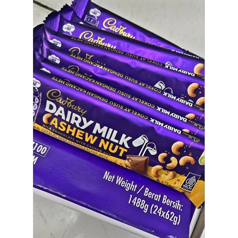 

READY Cadbury Dairy Milk 62gr 10 pcs Exp Oktober 2025 Cadbury Cashew 62gr Coklat Cadbury dairy milk 62gr