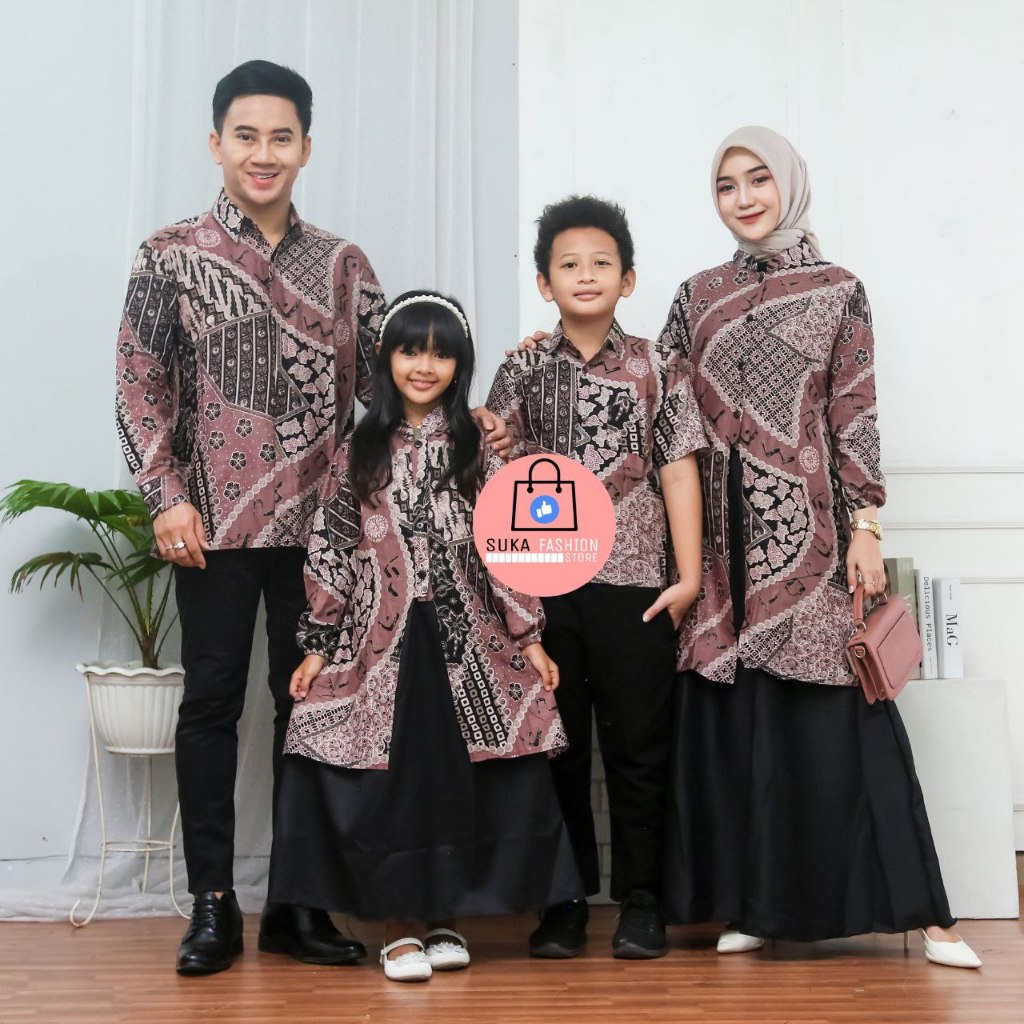 Batik Couple Keluarga Lengkap Baju Anak Batik Gamis Kombinasi Model Terbaru