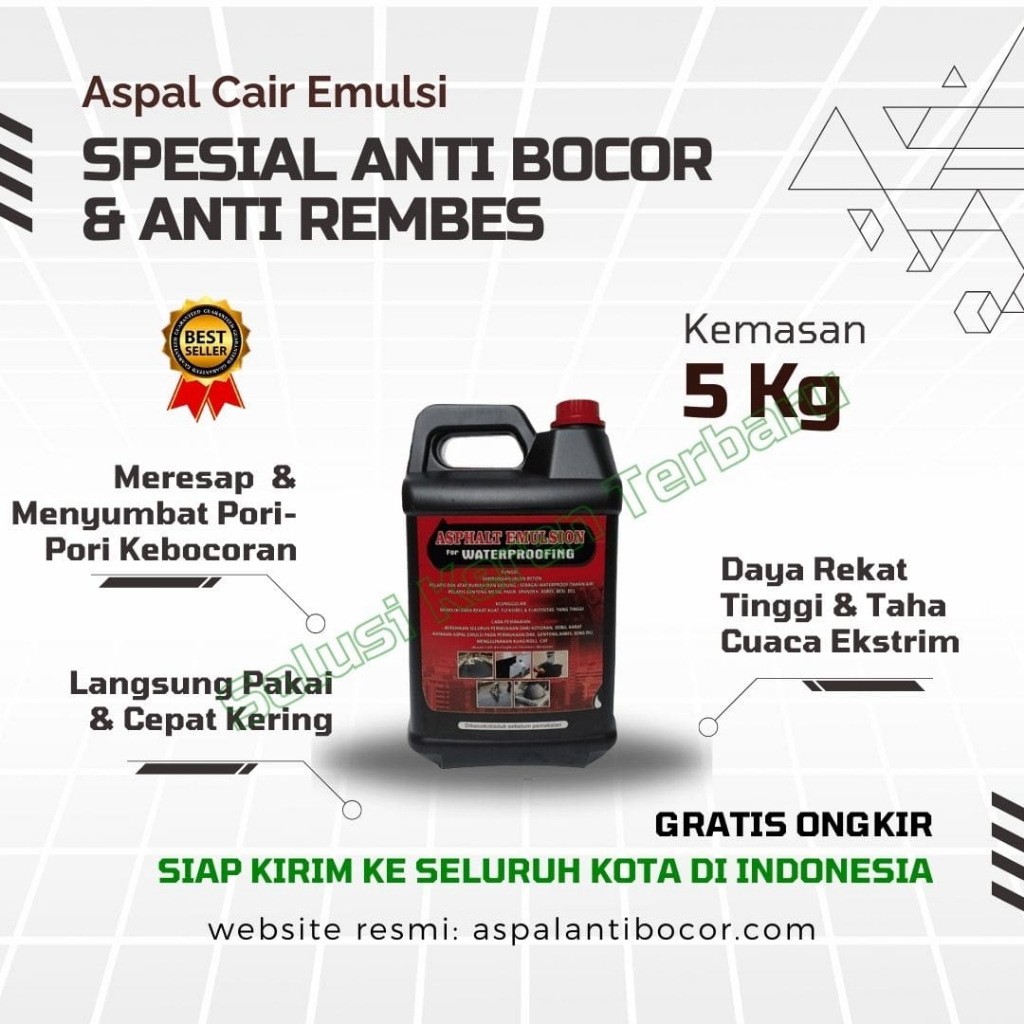 Aspal Cair Anti Bocor 5 Kg Waterproofing Dak Beton Tembok Atap Rumah Genteng Distributor Bandung