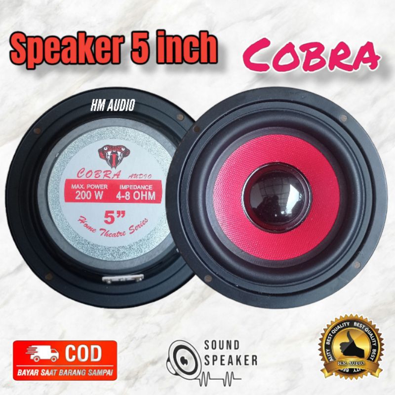 Speaker 5 inch Cobra Woofer Speaker COBRA 5 inch 200 watt magnet besar