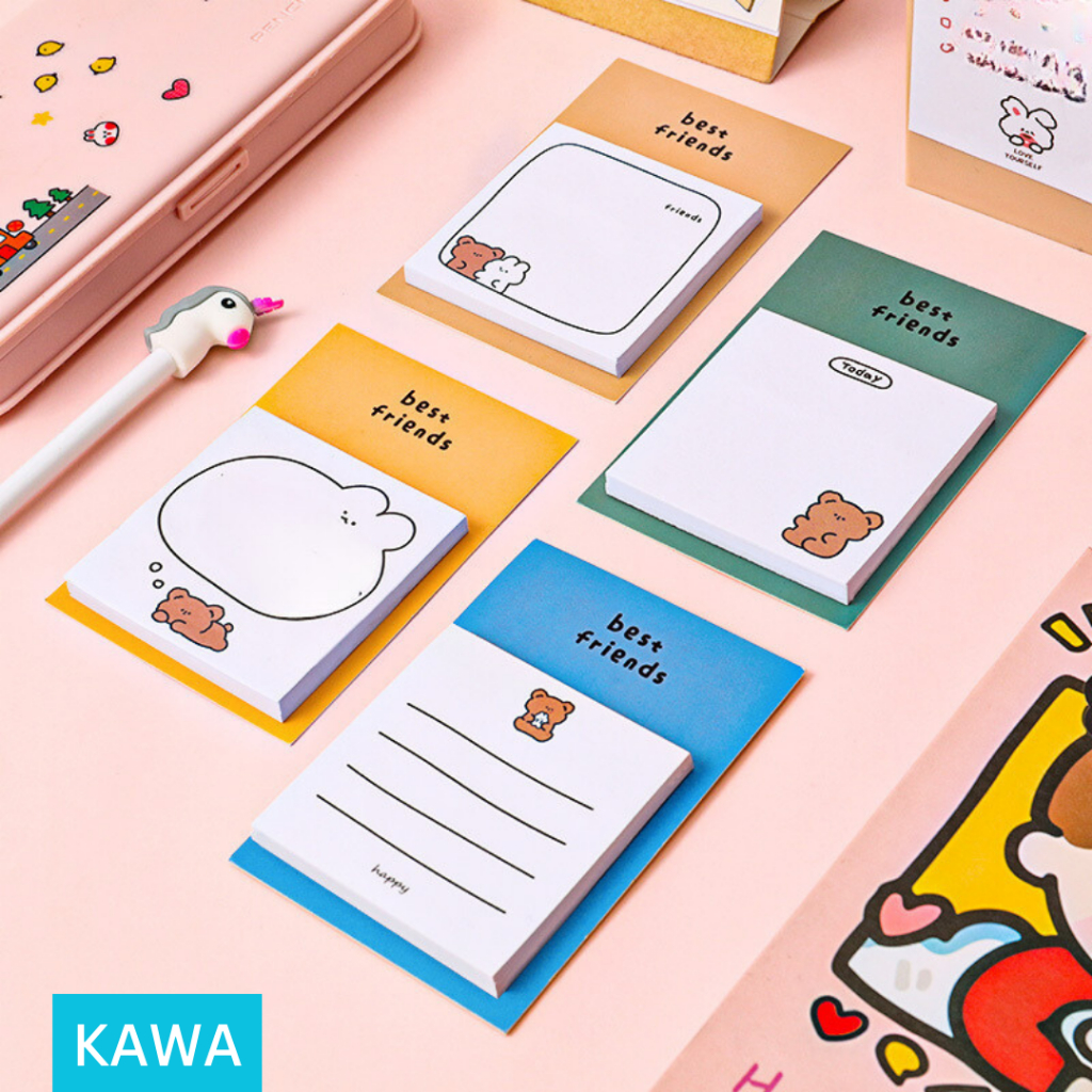 

KAWA Mini Memo Sticky Notes Isi 30 Lembar Kertas Catatan Tempel Penanda Buku Stick Note Beruang Bear Rabbit Kelinci Lucu Aesthetic Cute Estetik Berwarna Karakter Kartun