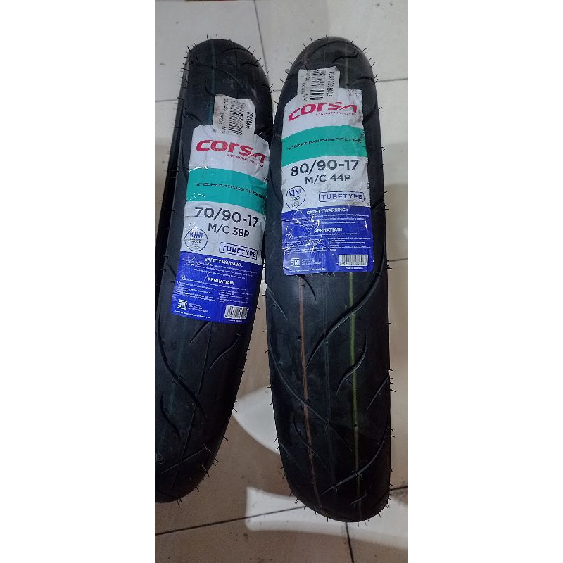 BAN CORSA TERMINATOR 1SET DEPAN-BELAKANG 70/90,80/90.90/80,80/80 ring 17 ban donat