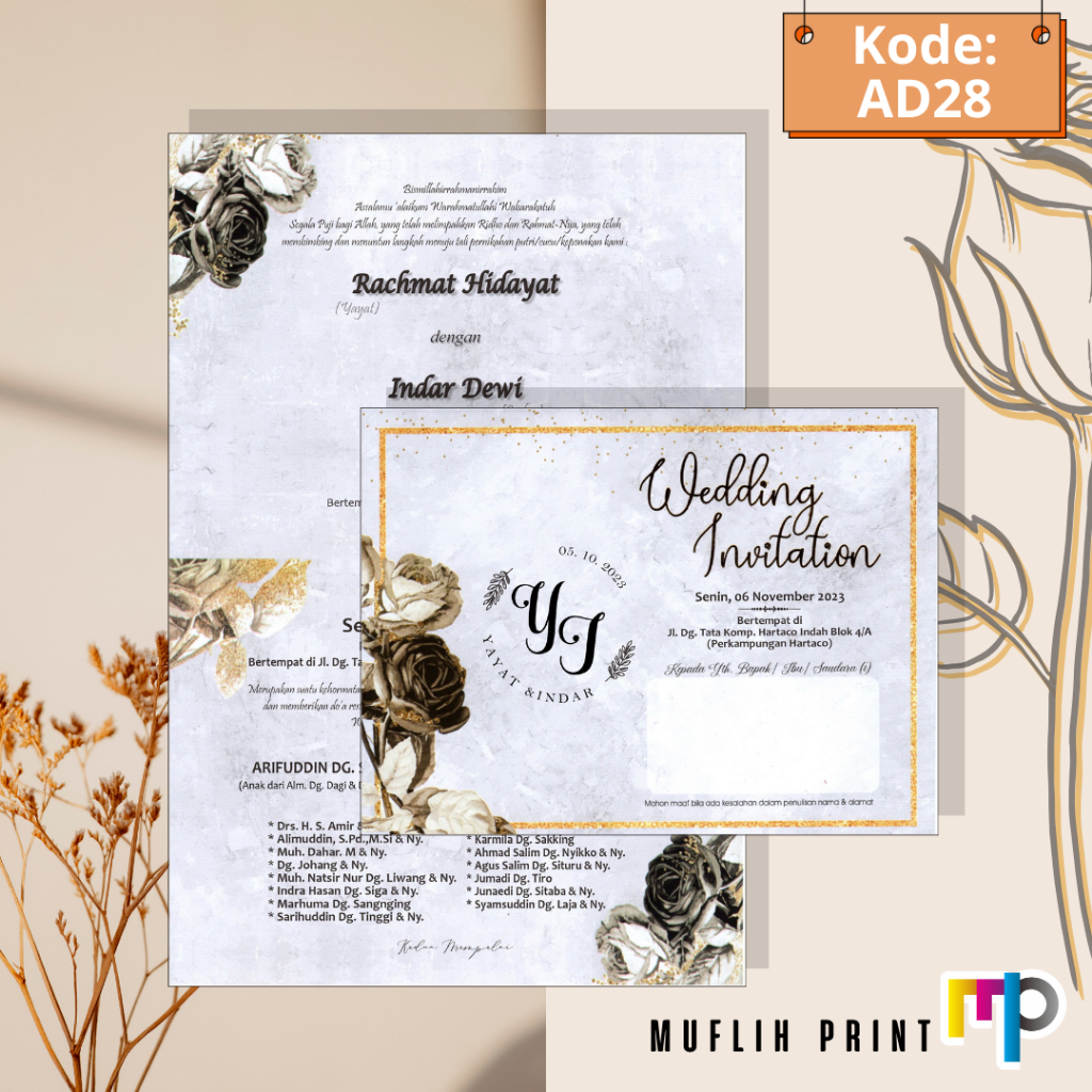 Blangko Undangan Pernikahan Kosong Murah + Amplop Undangan AD28