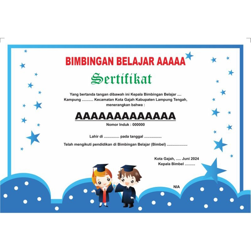 

Piagam Sertifikat Lomba/Bimbel/Kegiatan