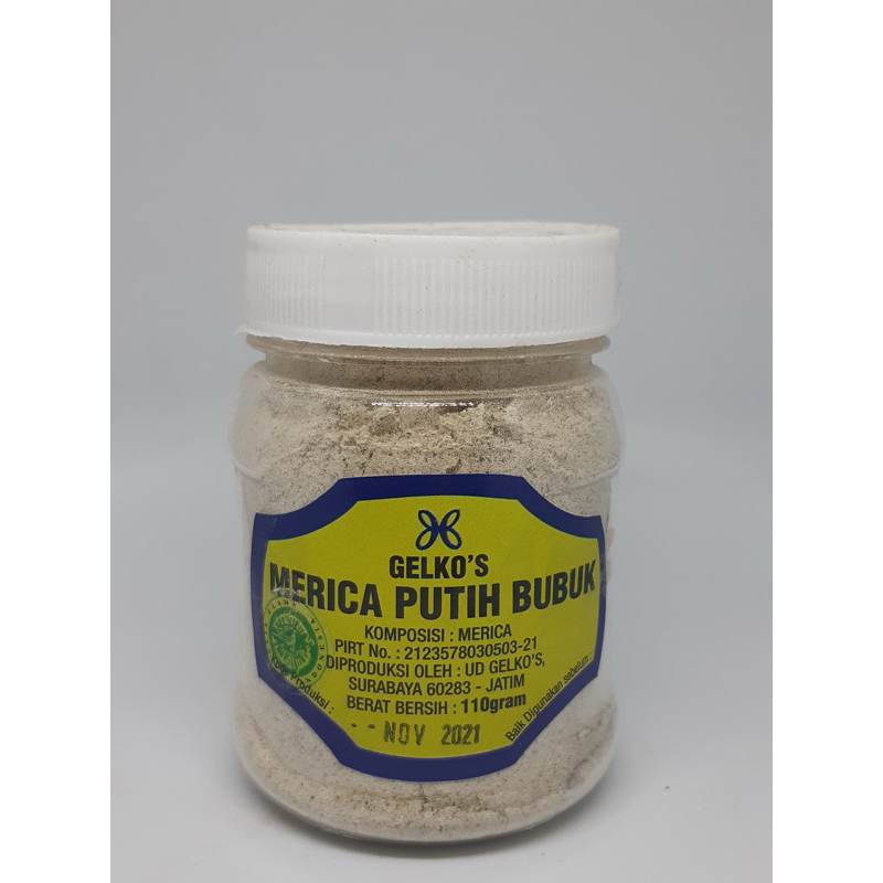 

Merica Putih bubuk 110 gram Gelko's