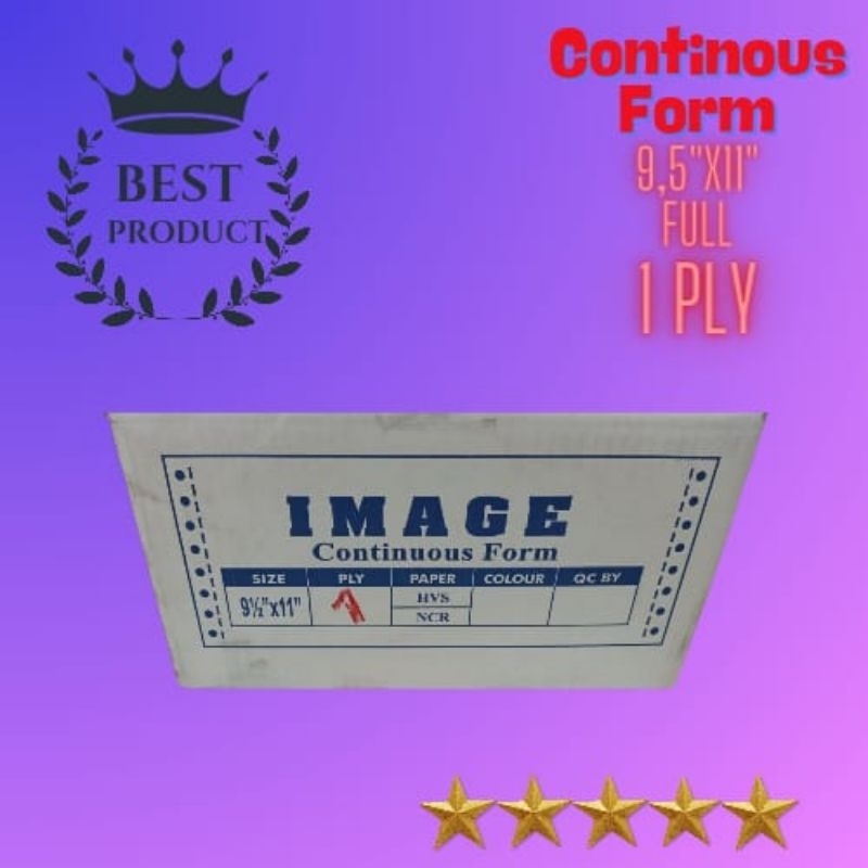 

Kertas Continous Form Merek Image 1 Ply 9,5X11 (P) warna Putih