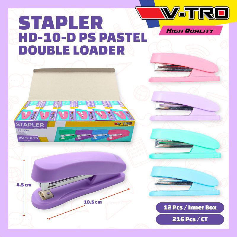 

Stapler VTRO Pastel HD-10-D PS ECER 1 Biji / Jepretan V-TRO / Alat Staples Warna Soft Pastel