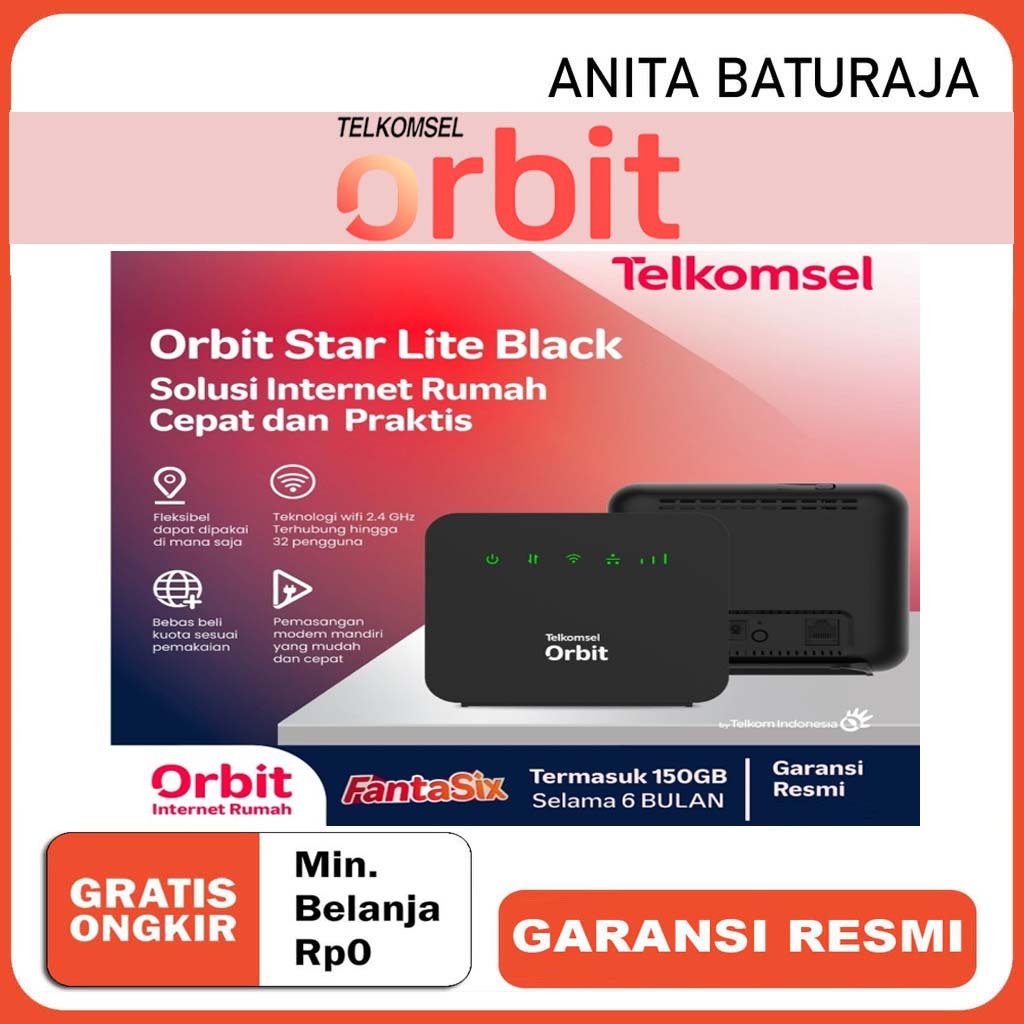 Telkomsel Orbit Star Lite Modem WiFi 4G High Speed-Black GARANSI RESMI