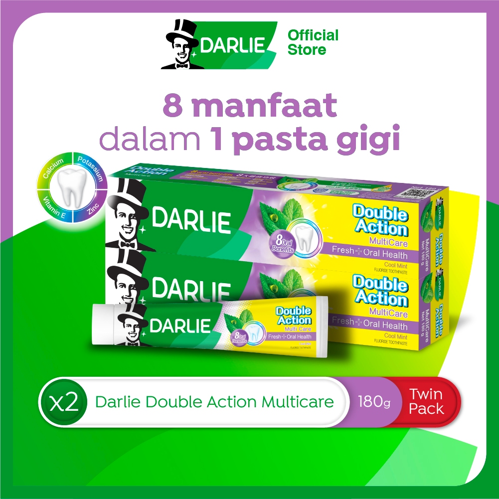 DARLIE Double Action Multicare Pasta Gigi 180 gr - Twin Pack Isi 2 Pcs - (Variasi)