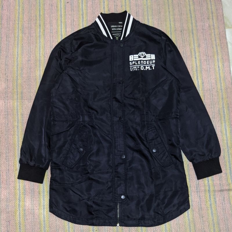 Jacket Bomber Varsity Urban Crew by Litmus Hitam Original Second Preloved