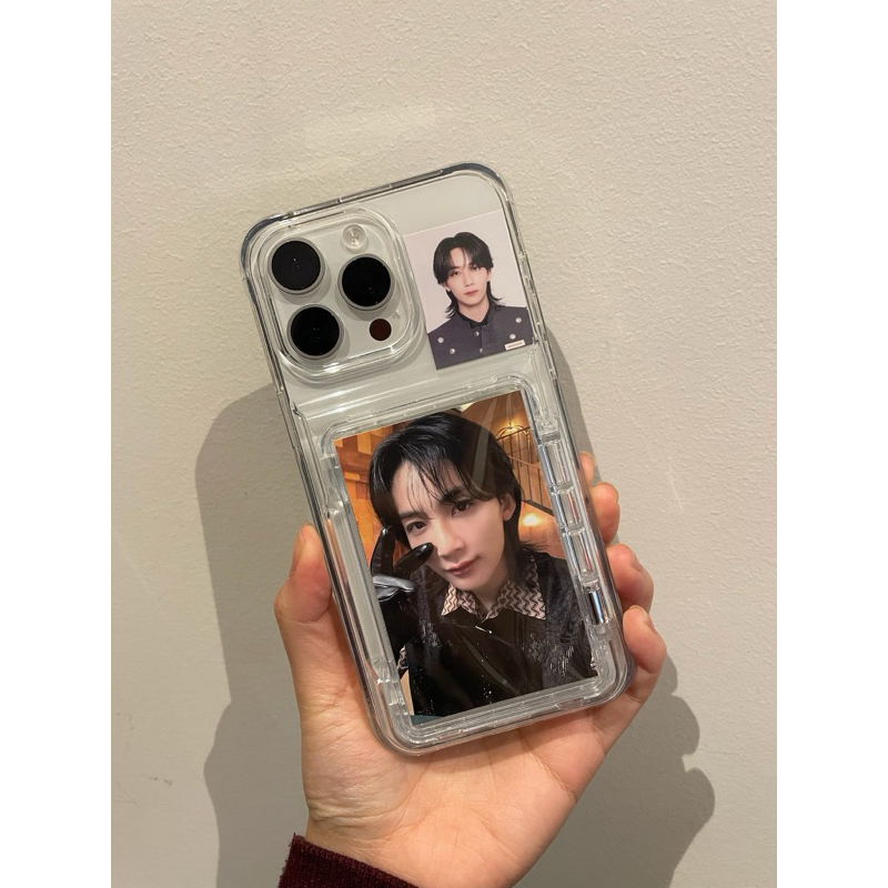 Premium Case Iphone Clear Putih Bening slot Foto / Photocard PC