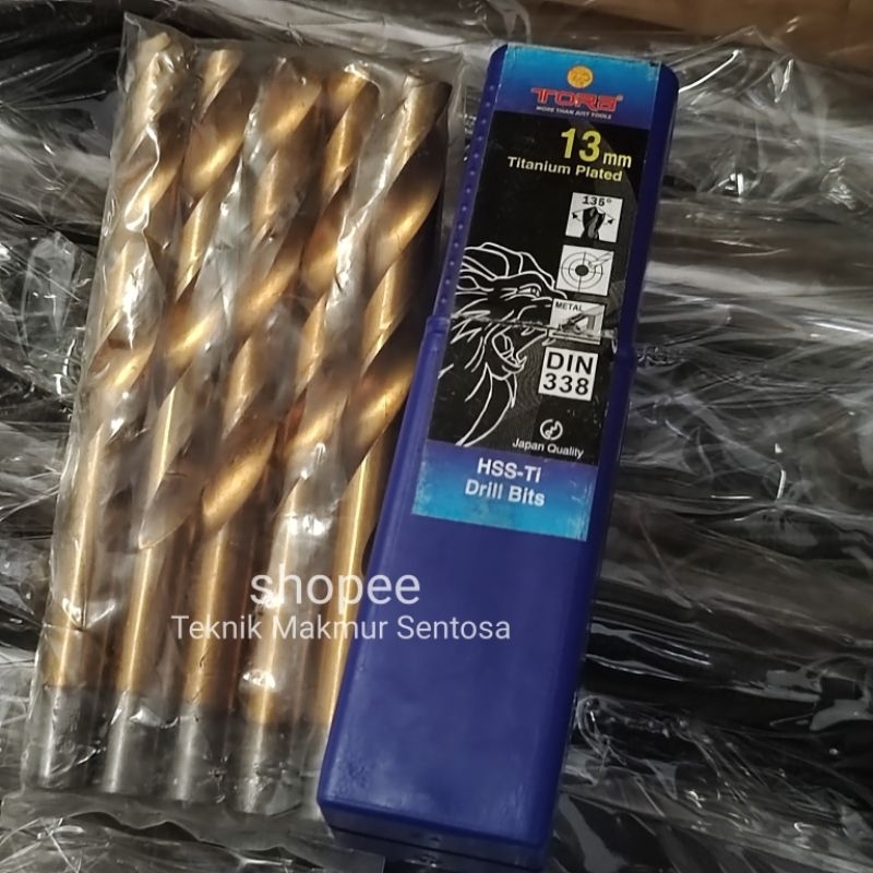 Mata Bor Besi 13mm HSS Tora Titanium Plated 13 mm Drill Bits PACK Isi 5pcs
