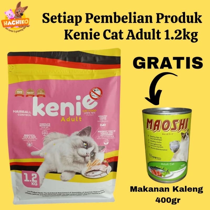 Makanan Kucing Kenie Adult 1,2kg Free Maoshi Adult Tuna 400gr