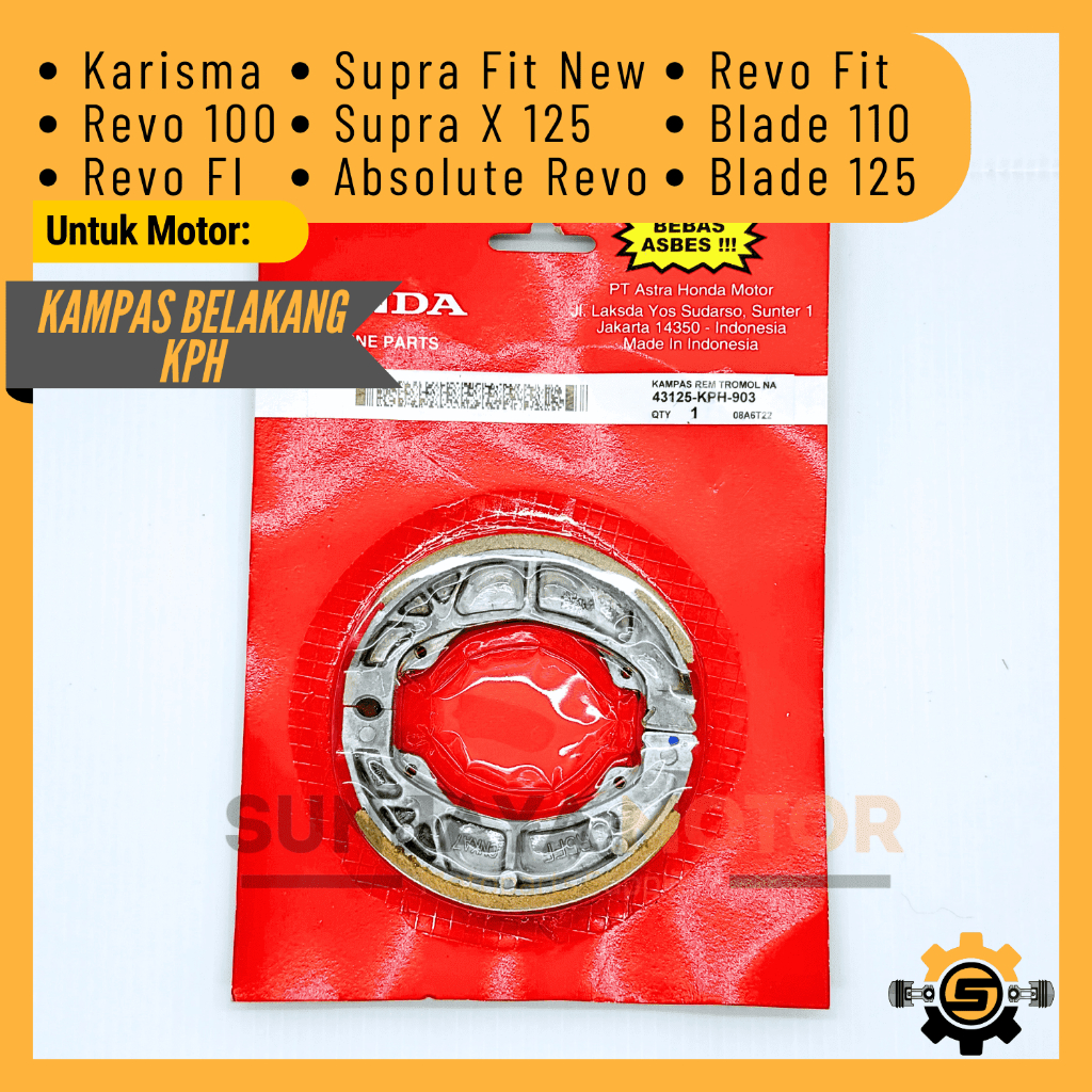 Kampas Rem Tromol Original Honda KPH Kampas Rem Belakang Absolute Revo Karisma Supra X 125 Blade Rev