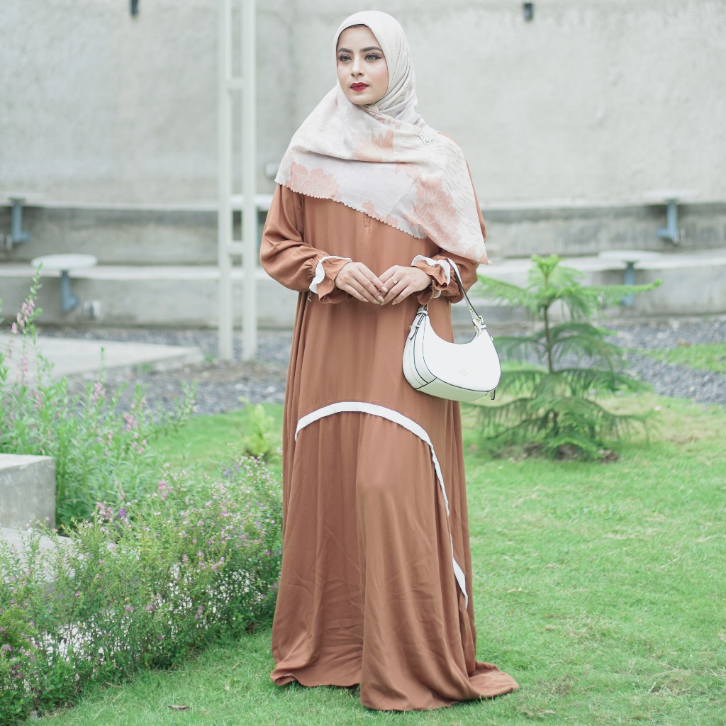 TAFANA - Varian Dress Bahan Rayon Twill Gamis Busui Wudhu Friendly (Demina &amp; Alesha Dress) | Kain Rayon Twill Butik | Gamis Kondangan Modis | Gamis Muslim Perempuan | Busui Resleting Depan | Gamis Dress Adem