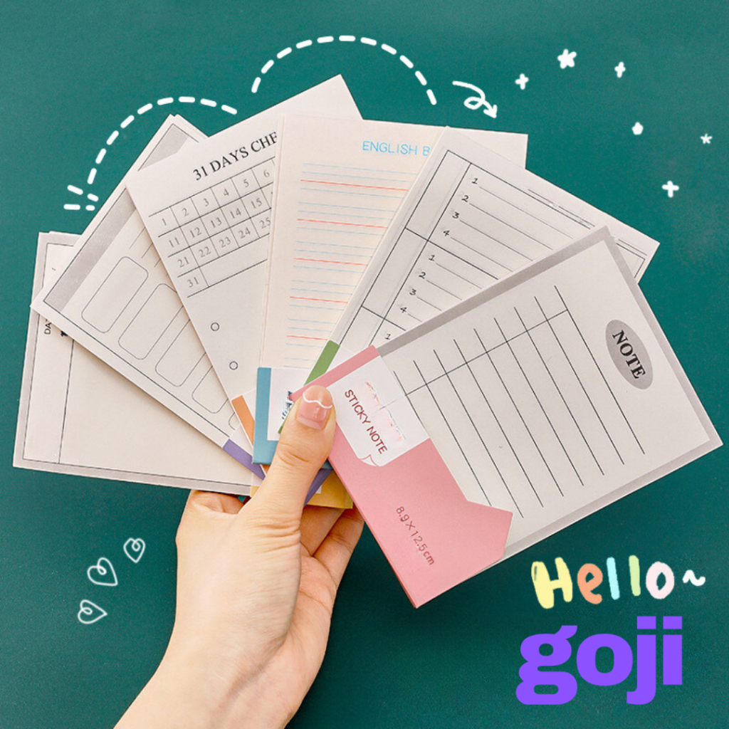 

GOJI Sticky Notes Isi 50 Lembar Lucu Memo Daily Cute Model Buku Aesthetic Estetik Kertas Catatan Tempel